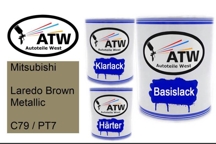 Mitsubishi, Laredo Brown Metallic, C79 / PT7: 1L Lackdose + 1L Klarlack + 500ml Härter - Set, von ATW Autoteile West.